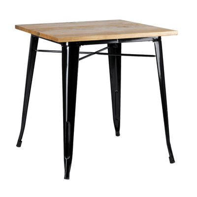 Table Mel Carrée Bois Naturel 70 cm - Noir