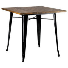 Table Mel Carrée Bois Naturel 80 cm - Noir