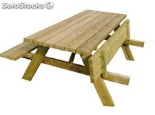 Table pique-nique en bois rectangle promo lot de 4 + 1 offerte