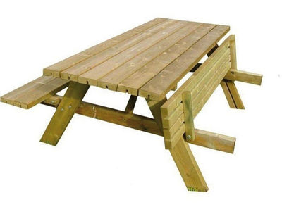 Table pique-nique en bois rectangle promo lot de 4 + 1 offerte