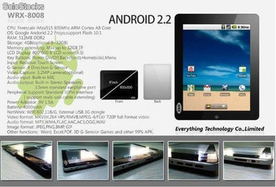 Tablet PC A8 cortex Android 2.2, 512RAM, 4GB &amp;lt; 64GB Expandible, wifi y 3G - Foto 4