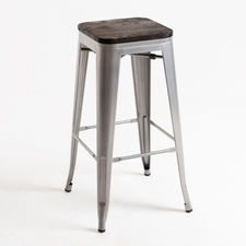 Tabouret Mel Bois - Gris métallique