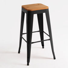 Tabouret Mel en Bois Naturel - Noir