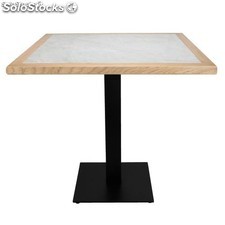 Tampo de mesa de mármore com moldura de madeira
