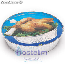 Tapa cartón envase aluminio redondo pollo &quot;T21400&quot; 500/u