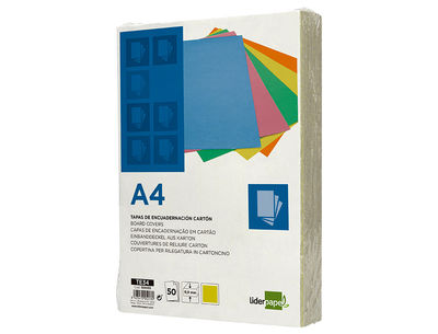 Tapa encuadernacion liderpapel carton a4 0,9mm amarillo fluor paquete de 50 - Foto 3
