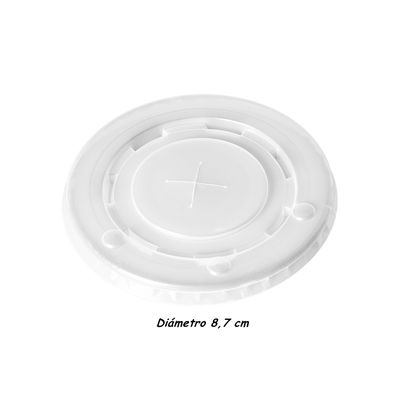 Tapa transparente para vasos de cartón bebida fria con cruz 9 cm diametro, caja - Foto 2
