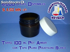 Tarro 100ml pet ambar con tapa plana