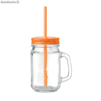 Tasse en verre avec paille orange MIMO9565-10