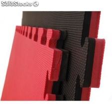 Tatami piso profesional de 1,06 x 1,06mts x 4,0cm bicolor negro rojo y bordes