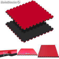 Suelo tatami puzzle grosor 4 cm. plancha de 1 m x 1 m. borde liso  (desmontable) (rojo/