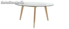 Tavolino rotondo design contemporaneo vetro e legno DAVOS