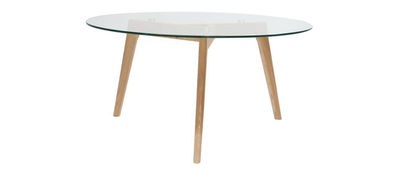 Tavolino rotondo design contemporaneo vetro e legno DAVOS