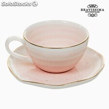 Taza con Plato - Colección Queen Kitchen Porcelana Rosa Porcelana