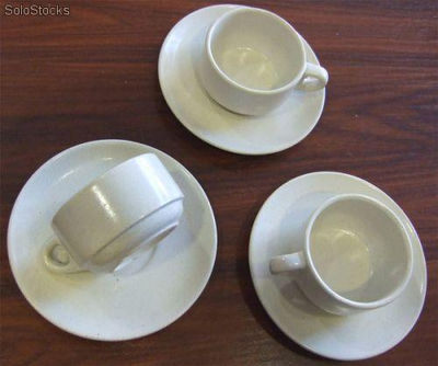 Taza + platillo para té o café. Gres fino especial hostelería - Foto 2