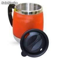 Taza termo de acero inoxidable acabado satinado naranja - Modelo:NEW-002