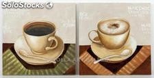 Tazas De Café - Pareja | Pinturas de arte abstracto y moderno en mixta sobre