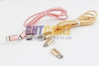 TC016 Type-c android USB3.1 Phone &amp; Pad 2 in 1 Aluminum alloy woven nylon cable