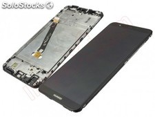 Tela completa (LCD/janela + toque digitador) com carcaça preta para Huawei P