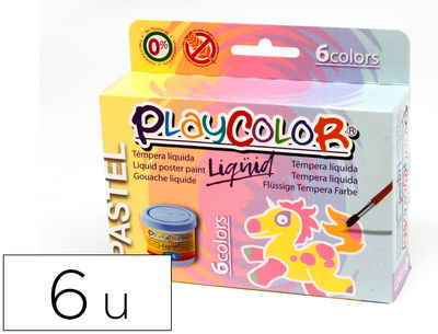 Tempera liquida playcolor liquid pastel 40 ml caja de 6 unidades colores