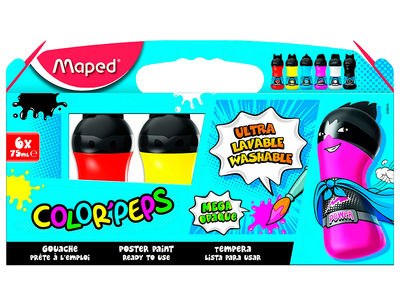 Tempera maped color peps ultra lavable caja de 6 colores surtidos primarios 75 - Foto 2