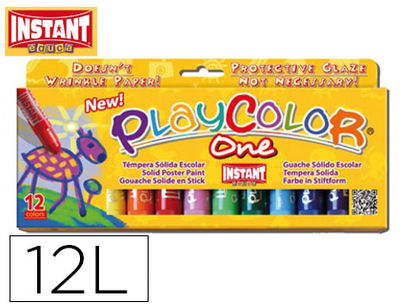 Tempera solida en barra playcolor escolar caja de 12 colores surtidos