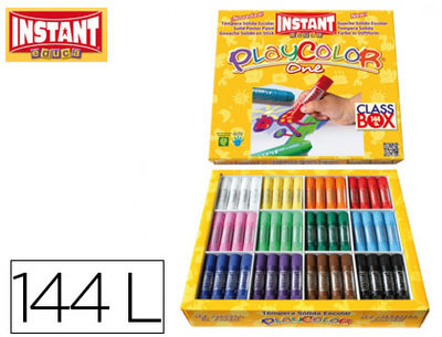 Tempera solida en barra playcolor escolar caja de 144unidades 12 colores