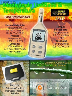 Termo Higrômetro Medidor Umidade Ambiente ProfissionalAr-837 - Foto 4