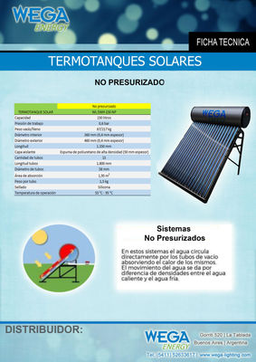 Termotanque Solar 150 Litros - No presurizado