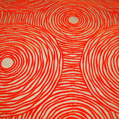 Tessuto disegno concentrico in velluto tonalità arancio