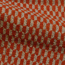 Tessuto moderno misto cotone disegno geometrico bicolore arancio e corda