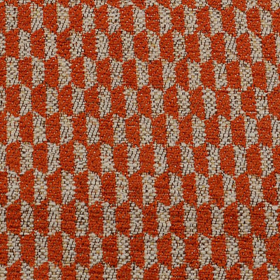 Tessuto moderno misto cotone disegno geometrico bicolore arancio e corda - Foto 2