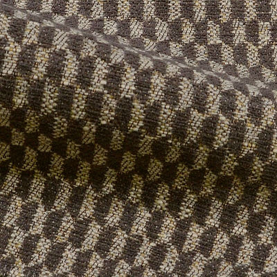 Tessuto moderno misto cotone disegno geometrico bicolore grigio tortora e corda