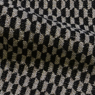 Tessuto moderno misto cotone disegno geometrico bicolore nero e grigio
