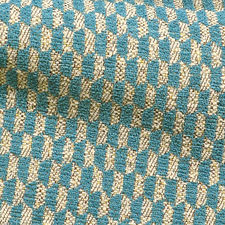 Tessuto moderno misto cotone disegno geometrico bicolore verde acqua e corda