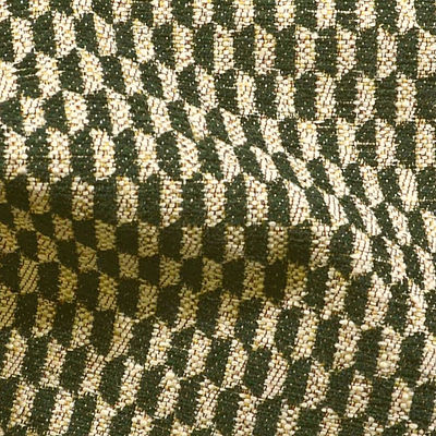 Tessuto moderno misto cotone disegno geometrico bicolore verde scuro e corda