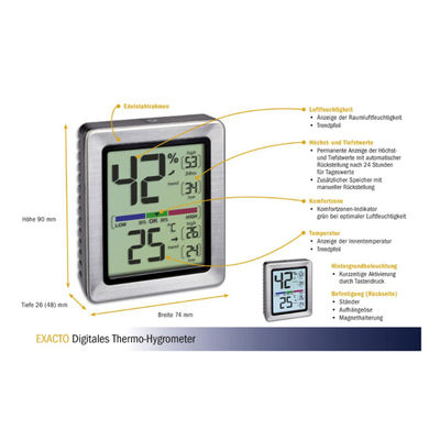 GRUNDIG - Thermomètre Hygromètre Numérique Intérieur et Extérieur