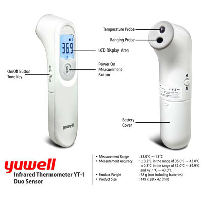 Thermometre infrarouge sans contat yuwell yt-1