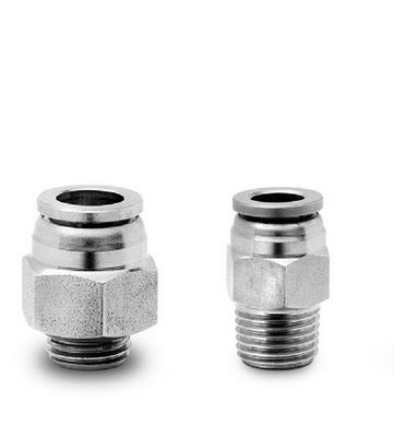 Threaded fitting straight for compressed air hydraulic stainless steel