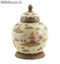 Tibor redondo 33cm - Confucio | porcelana decorada en porcelana