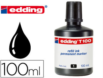 Tinta rotulador edding t-100 negro frasco de 100 ml