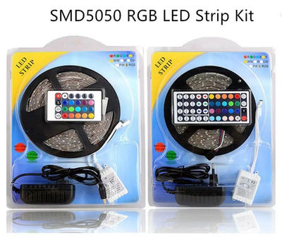 tira led RGB SMD5050 multicolor impermeável IP65 5 metros conjunto completo - Foto 2