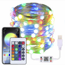Tira luces LED RGB10 mt cadena de luces navideñas multicolor con control remoto