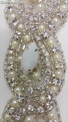 Tira strass perlas y piedra blanca - Photo 2