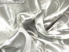 Tkanina zasłonowa koła - srebro/biel