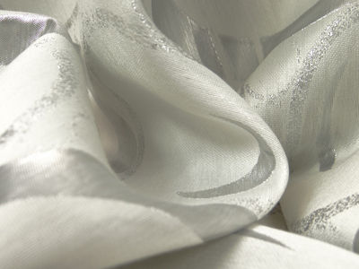Tkanina zasłonowa koła - srebro/biel - Zdjęcie 4