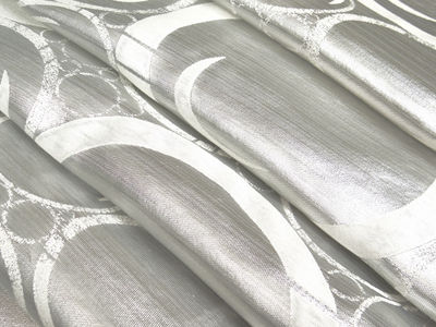 Tkanina zasłonowa koła - srebro/biel - Zdjęcie 5