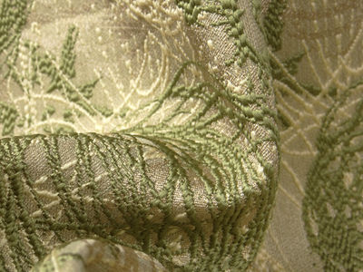 Tkanina zasłonowa nieregularne koła - zielony - Zdjęcie 2