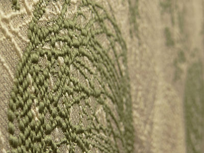 Tkanina zasłonowa nieregularne koła - zielony - Zdjęcie 4