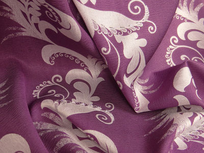 Tkanina zasłonowa ornament - fiolet ze srebrem